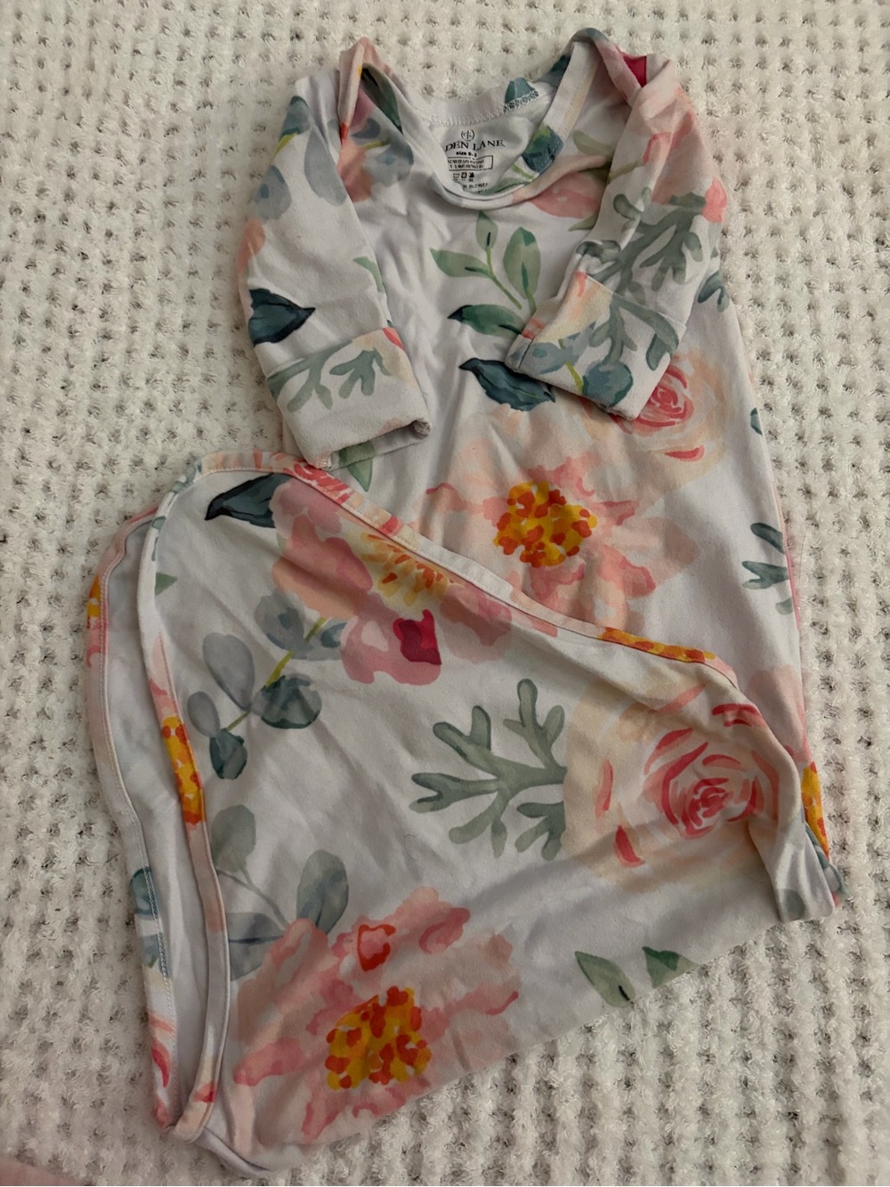 Caden Lane Floral Watercolor Sleep Sack - White, Pink, Green, Yellow